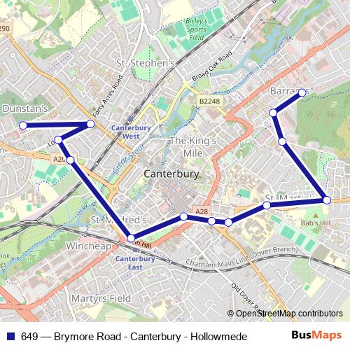 649 bus Line Map