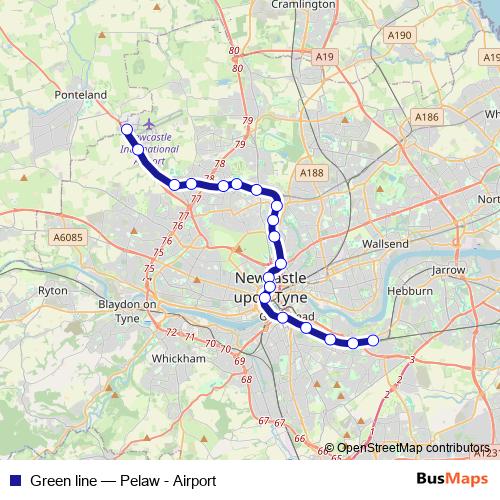 Green line metro Line Map