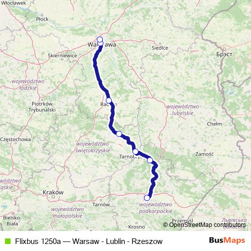 Flixbus 1250a bus Line Map