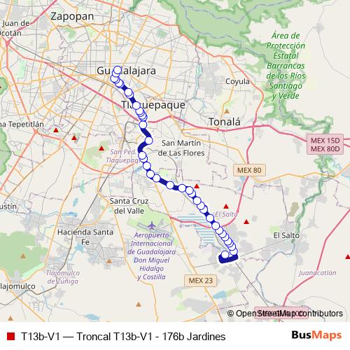 T13b-V1 bus Line Map