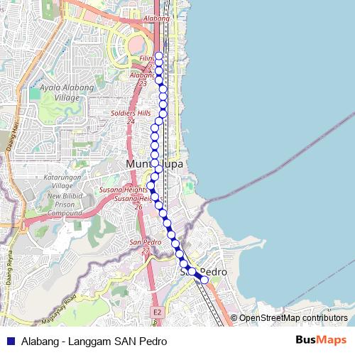 Alabang - Langgam SAN Pedro bus Line Map