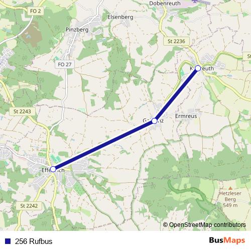 256 Rufbus bus Line Map