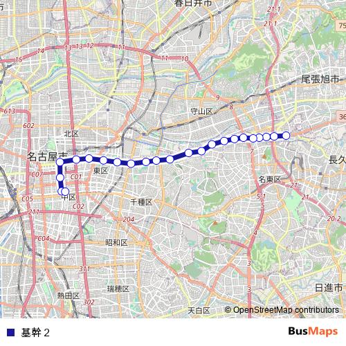 基幹２ bus Line Map