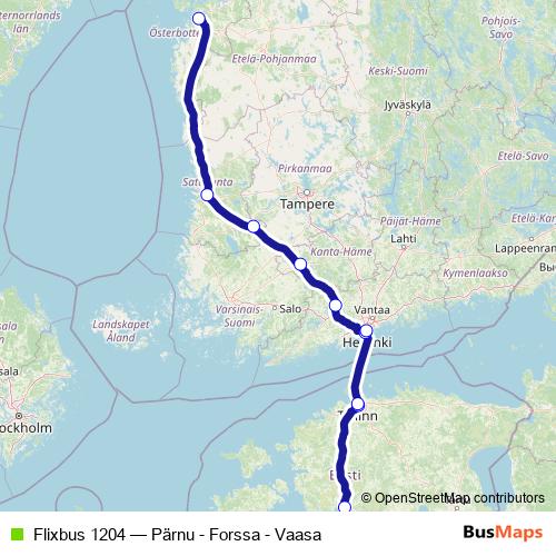 Flixbus 1204 bus Line Map