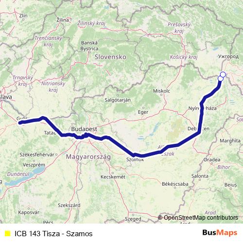 ICB 143 Tisza - Szamos bus Line Map