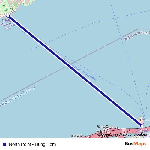 North Point - Hung Hom ferry Line Map