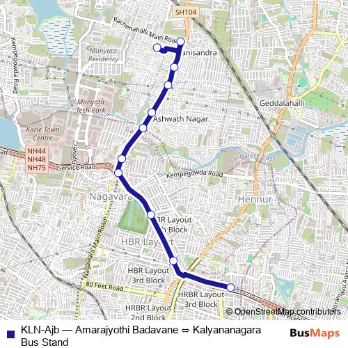 KLN-Ajb bus Line Map