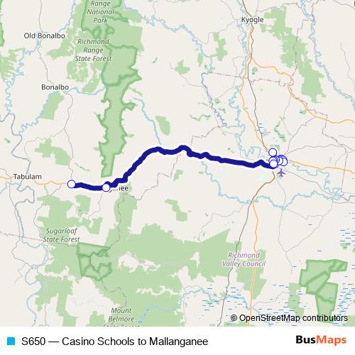 S650 bus Line Map