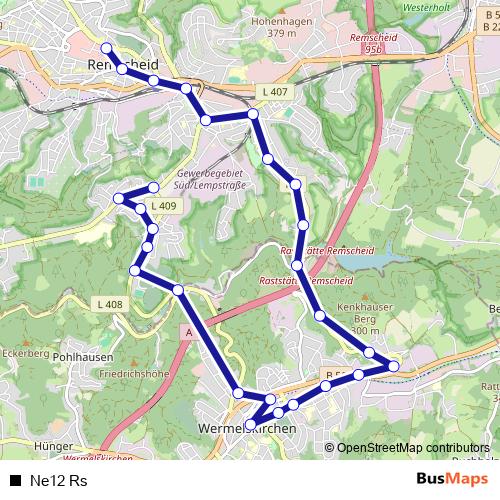 Ne12 Rs bus Line Map