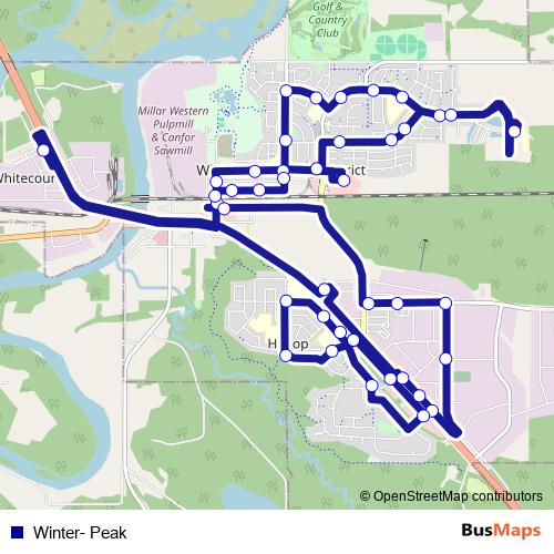 Winter- Peak bus Line Map