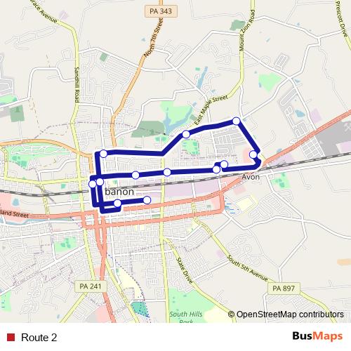 Route 2 bus Line Map