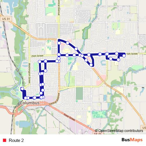 Route 2 bus Line Map