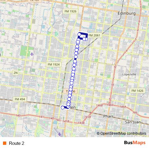 Route 2 bus Line Map