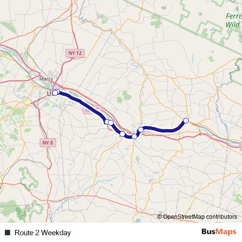 Route 2 Weekday bus Line Map