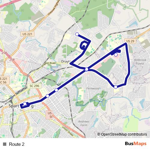 Route 2 bus Line Map