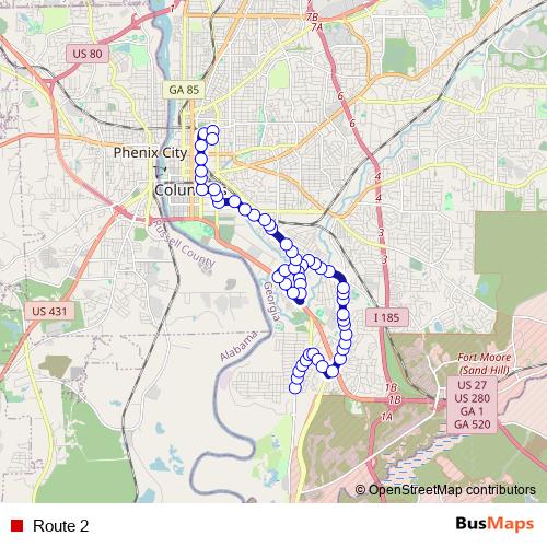 Route 2 bus Line Map