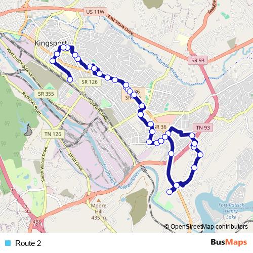 Route 2 bus Line Map