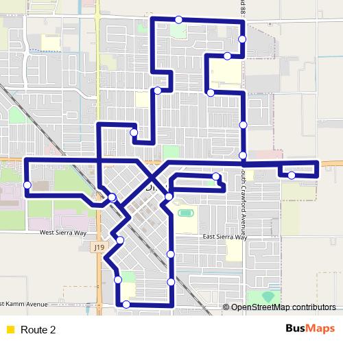 Route 2 bus Line Map