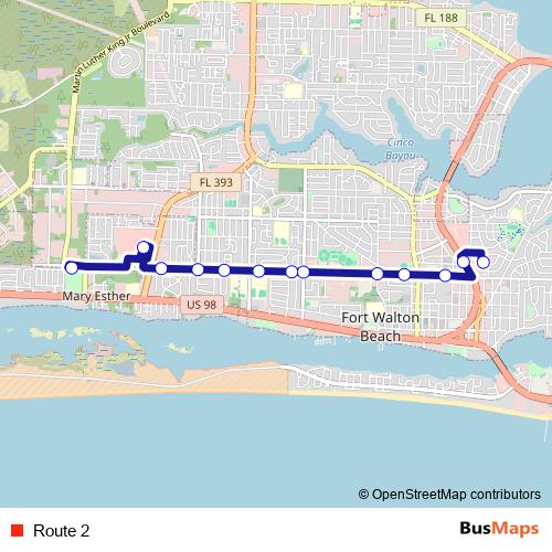 Route 2 bus Line Map