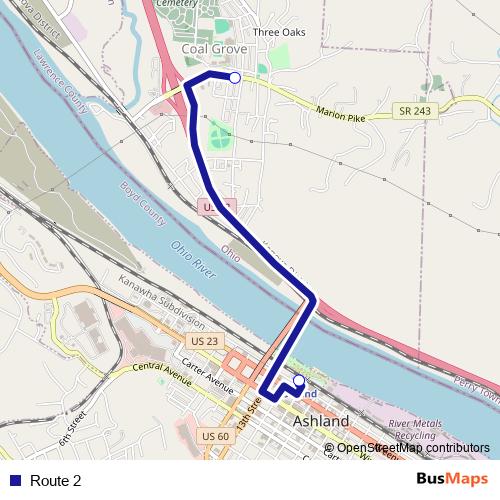 Route 2 bus Line Map