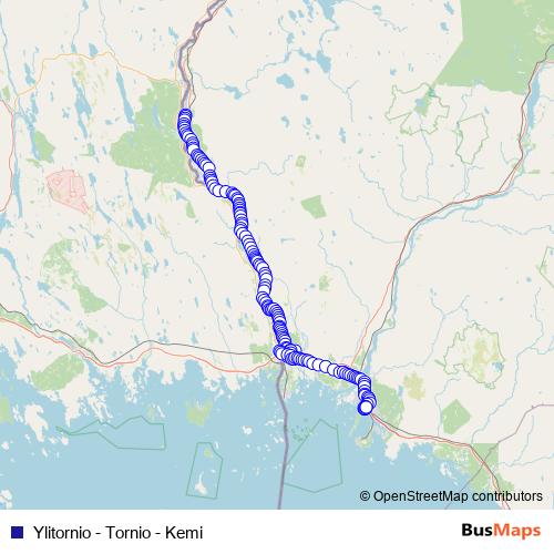 Ylitornio - Tornio - Kemi bus Line Map