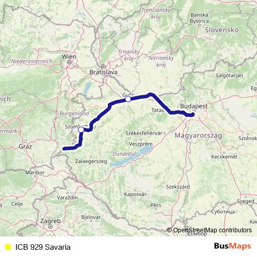 ICB 929 Savaria bus Line Map
