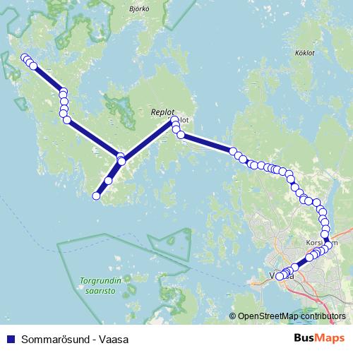 Sommarösund - Vaasa bus Line Map