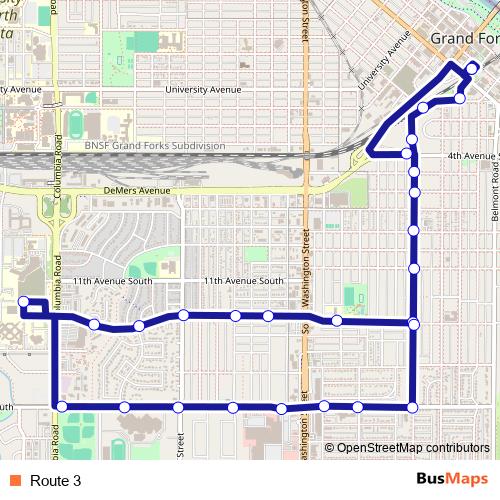 Route 3 bus Line Map