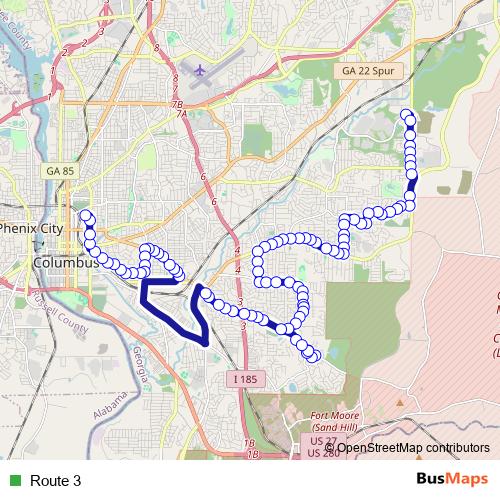 Route 3 bus Line Map