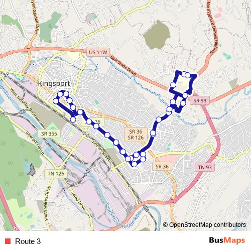 Route 3 bus Line Map