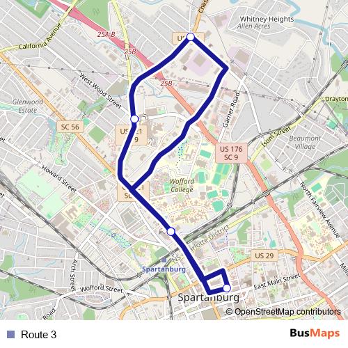 Route 3 bus Line Map