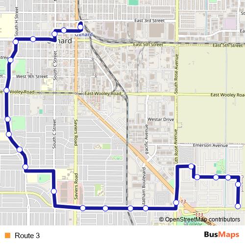 Route 3 bus Line Map