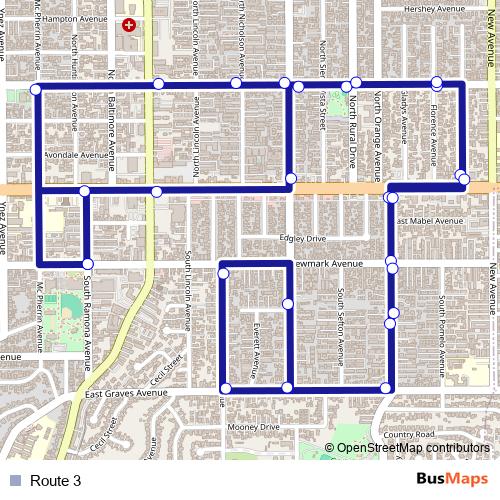 Route 3 bus Line Map