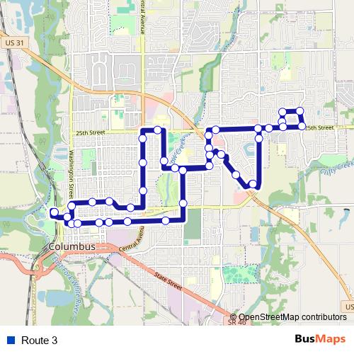 Route 3 bus Line Map