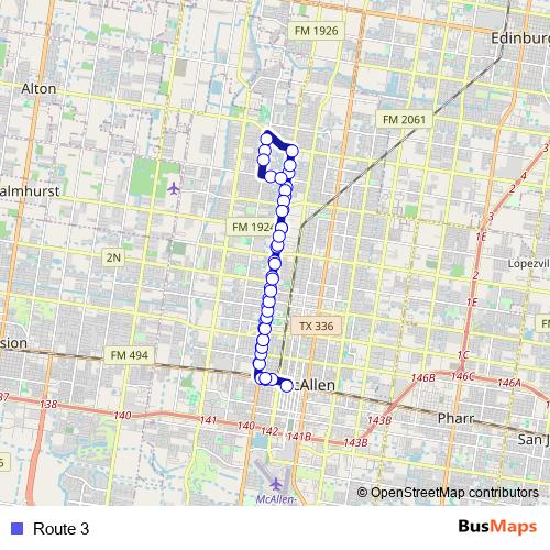 Route 3 bus Line Map