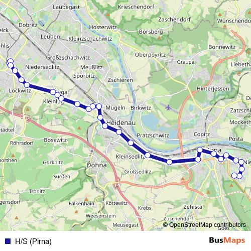 H/S (Pirna) bus Line Map