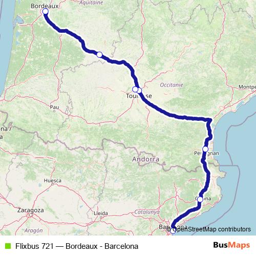 Flixbus 721 bus Line Map