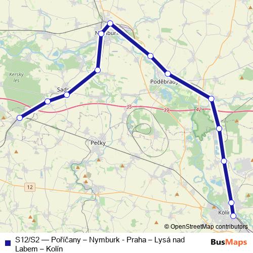 S12/S2 rail Line Map
