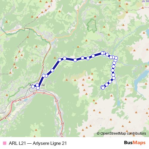 ARL L21 bus Line Map