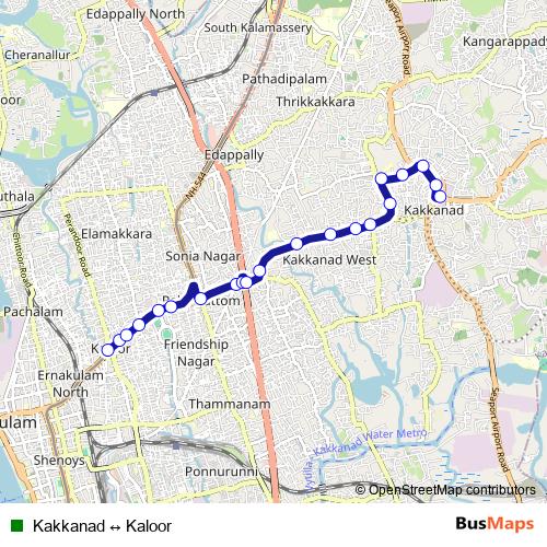 Kakkanad ↔ Kaloor bus Line Map