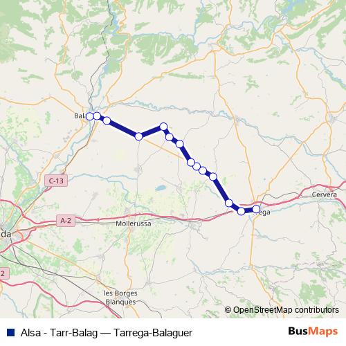Alsa - Tarr-Balag bus Line Map