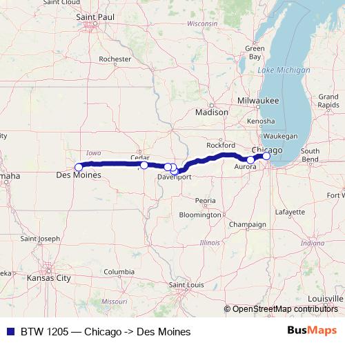 BTW 1205 bus Line Map
