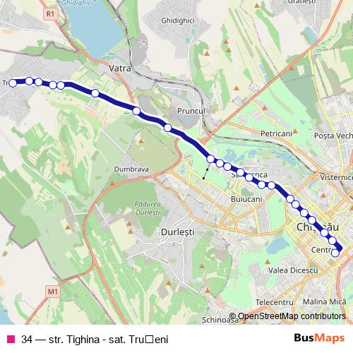 34 trolleybus Line Map
