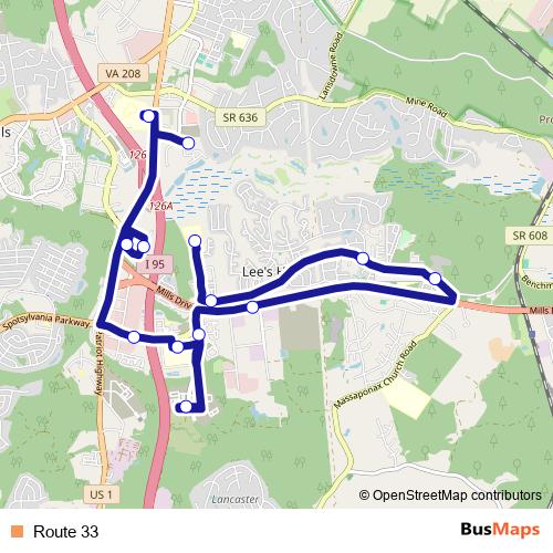 Route 33 bus Line Map