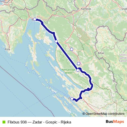 Flixbus 938 bus Line Map