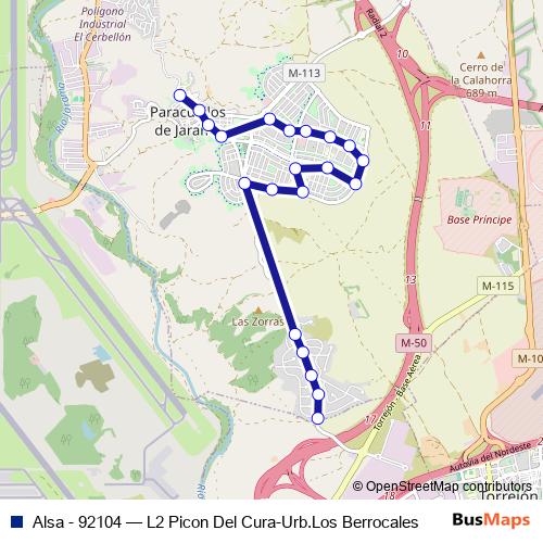 Alsa - 92104 bus Line Map