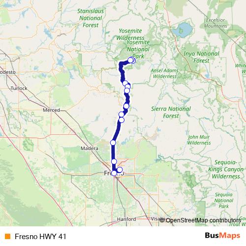 Fresno HWY 41 bus Line Map