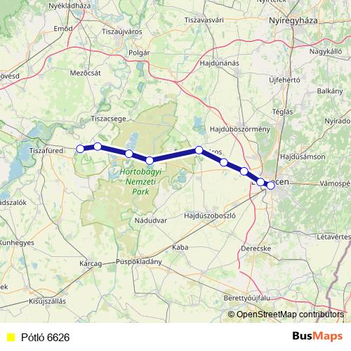 Pótló 6626 bus Line Map