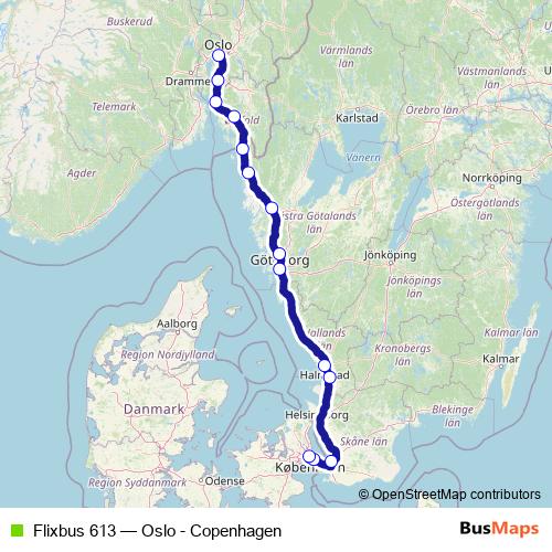 Flixbus 613 bus Line Map