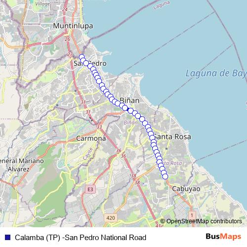 Calamba (TP) -San Pedro National Road bus Line Map